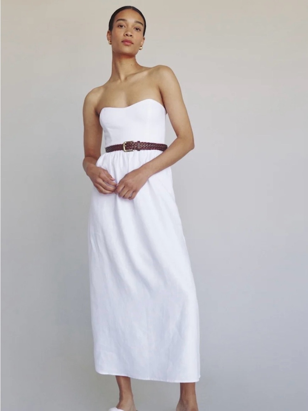 NWT - Reformation Fettuccine Linen Dress White - Size 10